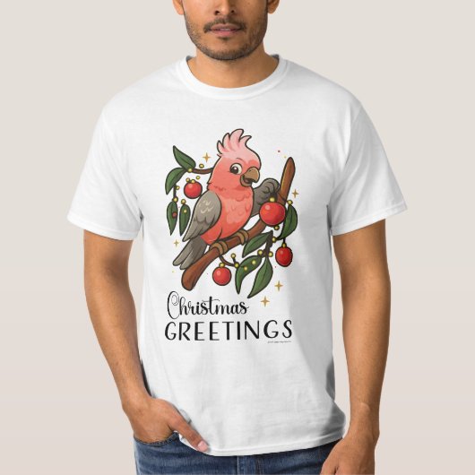 Aussie Galah Christmas Greetings T-Shirt Tシャツ (正面)