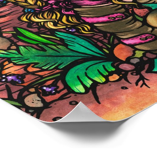 Aussie Girl Koala Kangaroo Art Australia Outback ポスター (角)