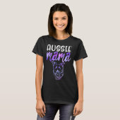 Aussie Mama Australian Shepherd Herding Dog Mom Da Tシャツ (正面フル)