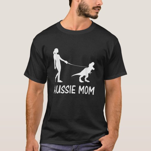 Aussie Mom Australian Shepherd Dog Dinosaur Women  Tシャツ (正面)