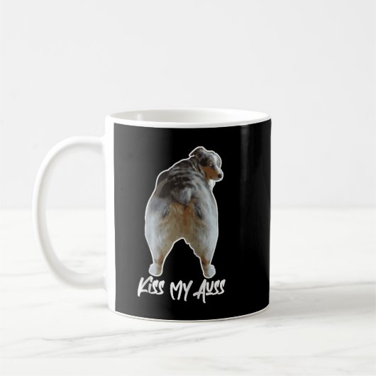 Aussie Shepherd Love Dog Australian Shepard Kiss M コーヒーマグカップ (左)