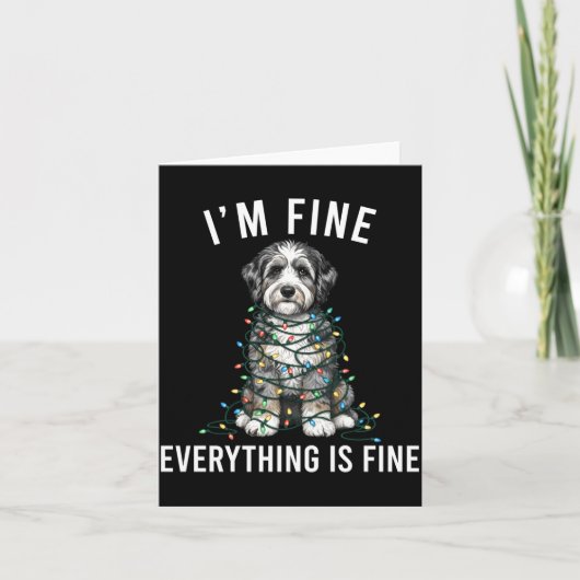 Aussiedoodle Christmas I'm Fine Everything Is Fine カード (正面)