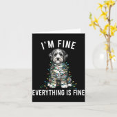 Aussiedoodle Christmas I'm Fine Everything Is Fine カード (黄色い花)