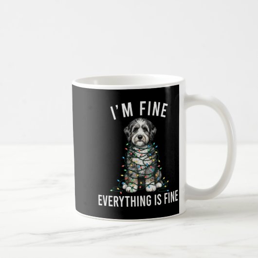 Aussiedoodle Christmas I'm Fine Everything Is Fine コーヒーマグカップ (右)