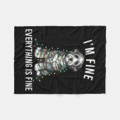 Aussiedoodle Christmas I'm Fine Everything Is Fine フリースブランケット (正面(横))