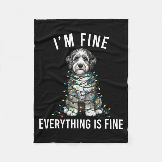 Aussiedoodle Christmas I'm Fine Everything Is Fine フリースブランケット (正面)