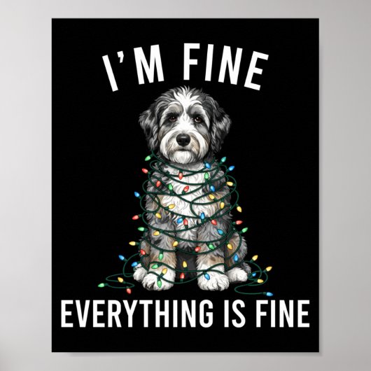 Aussiedoodle Christmas I'm Fine Everything Is Fine ポスター (正面)