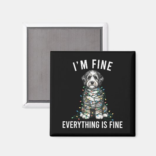 Aussiedoodle Christmas I'm Fine Everything Is Fine マグネット (正面/裏面)