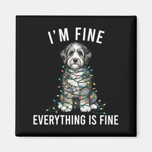 Aussiedoodle Christmas I'm Fine Everything Is Fine マグネット (正面)