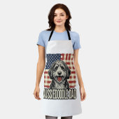 Aussiedoodle Dad Patriotic Vintage Dog Shirt Desig エプロン (着用した状態)