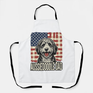 Aussiedoodle Dad Patriotic Vintage Dog Shirt Desig エプロン