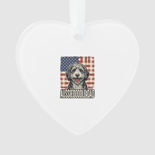 Aussiedoodle Dad Patriotic Vintage Dog Shirt Desig オーナメント (正面)