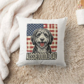 Aussiedoodle Dad Patriotic Vintage Dog Shirt Desig クッション (ブランケット)