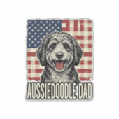 Aussiedoodle Dad Patriotic Vintage Dog Shirt Desig シール (正面)