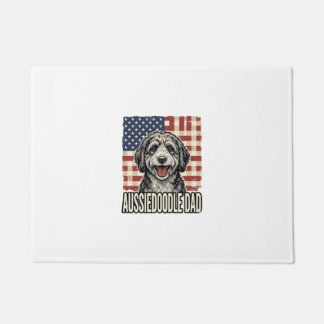 Aussiedoodle Dad Patriotic Vintage Dog Shirt Desig ドアマット