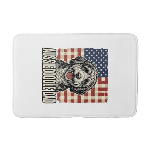 Aussiedoodle Dad Patriotic Vintage Dog Shirt Desig バスマット (正面)