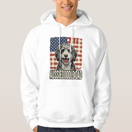 Aussiedoodle Dad Patriotic Vintage Dog Shirt Desig パーカ (正面)