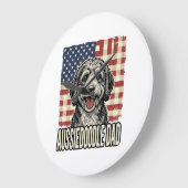 Aussiedoodle Dad Patriotic Vintage Dog Shirt Desig ラージ壁時計 (傾斜)