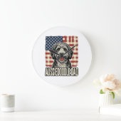 Aussiedoodle Dad Patriotic Vintage Dog Shirt Desig ラージ壁時計 (ホーム)