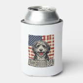 Aussiedoodle Dad Patriotic Vintage Dog Shirt Desig 缶クーラー (缶正面)