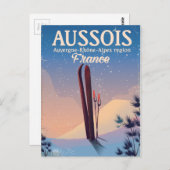 Aussois Auvergne-Rhone-Alpesフランスのスキーポスター ポストカード (正面/裏面)