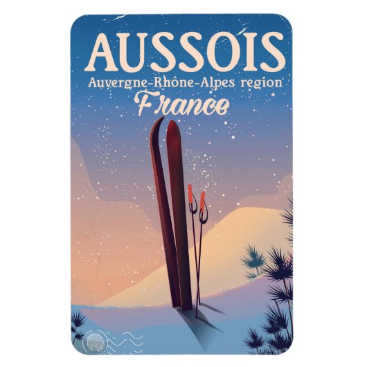 Aussois Auvergne-Rhone-Alpesフランスのスキーポスター マグネット (縦)