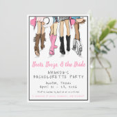 Austin Bachelorette Party Boots Booze Bride 招待状 (スタンド正面)