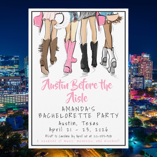 Austin Before the Aisle バチェラー・パーティー 招待状