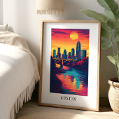 Austin City Sunset Skyline Poster ポスター