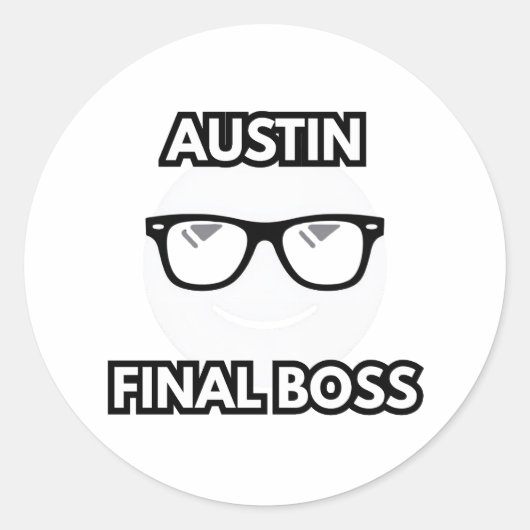 Austin Final Boss Cool Emoji ラウンドシール (正面)