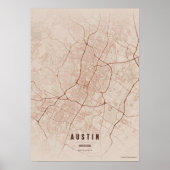 Austin Map Copper Texas City Poster Wallart Gift ポスター (正面)