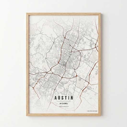 Austin Map Print Texas City Poster Wall Art Gift ポスター