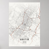 Austin Map Print Texas City Poster Wall Art Gift ポスター (正面)