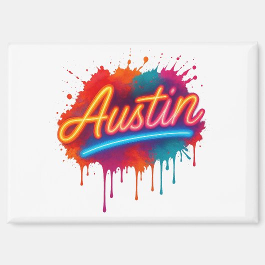 Austin Neon Street Art & Poster Design マグネット (正面)