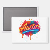 Austin Neon Street Art & Poster Design マグネット (正面/裏面)