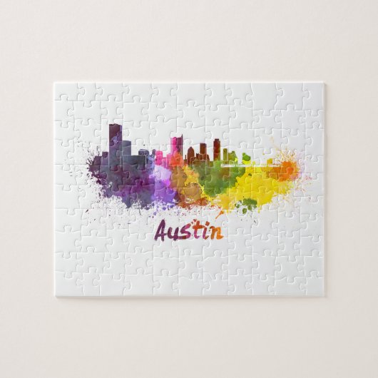 Austin skyline in watercolor ジグソーパズル (横)