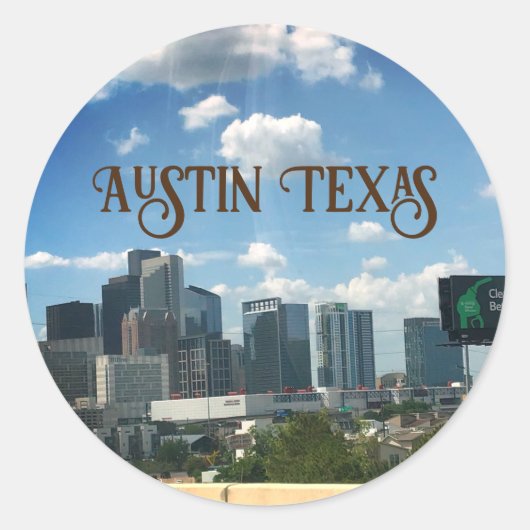 Austin texas, background sticker ラウンドシール (正面)