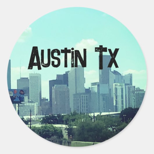 Austin Texas backround ラウンドシール (正面)