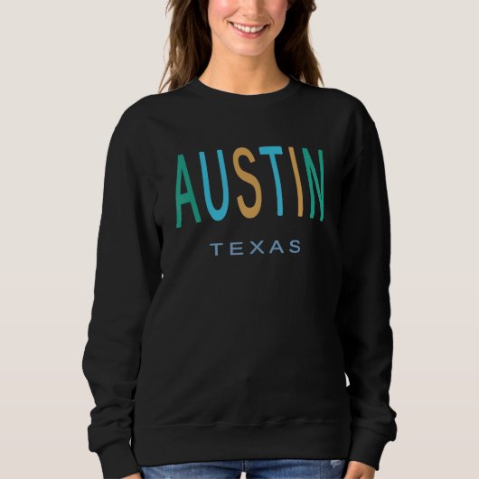 AUSTIN TEXAS Blue Green and Yellow Orange TX スウェットシャツ (正面)