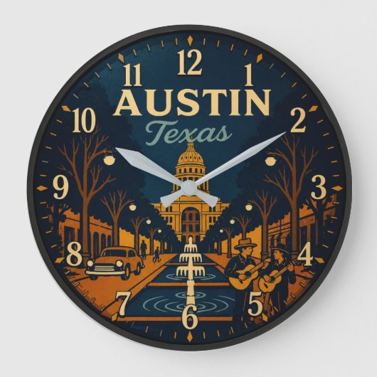 Austin Texas Capitol Plaza ラージ壁時計 (正面)