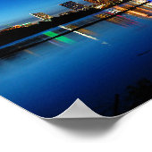 Austin Texas Downtown Night Skyline Ladybird Lake ポスター (角)