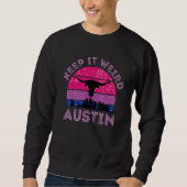 Austin  Texas Keep It Weird Longhorn Sunset   スウェットシャツ (正面)