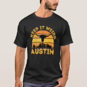 Austin Texas Keep It Weird Longhorn Sunset  1 Tシャツ (正面)