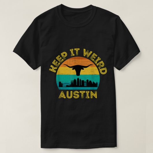 Austin Texas Keep It Weird Longhorn Tシャツ (デザイン正面)