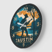 Austin Texas Live Music Capital ラージ壁時計 (傾斜)