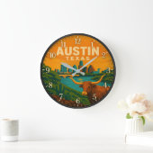 Austin Texas Longhorn Riverfront ラージ壁時計 (ホーム)