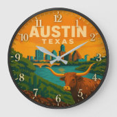 Austin Texas Longhorn Riverfront ラージ壁時計 (正面)