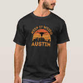 Austin Texas Longhorn Sunset Keep It Weird Tシャツ (正面)