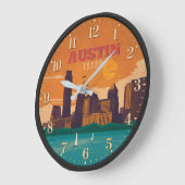 Austin Texas Skyline Sunset ラージ壁時計 (傾斜)