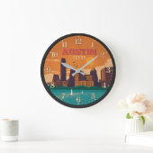 Austin Texas Skyline Sunset ラージ壁時計 (ホーム)